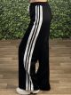 Viscose TripleStripe Wide Pants-11380/Black