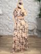 SilverThread Ruffled Crop&Skirt Set-6389/Beige