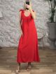 BowShoulders Maxi Dress-3681/Red
