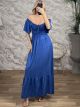 WaspNest Top Ruffled Maxi Dress-3679/Royal Blue