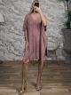 ShortSleeves Ve Knitted Dress-06/Pink
