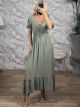 Viscose ShortSleeve Maxi Dress-25385/Khaki