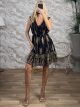 GoldenThread Boho Mini Dress-2534/Black