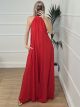 Oversized Open Back Jumpsuit/Red