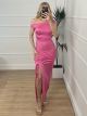Maxi Elastic Drawstring Dress/Pink