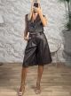 Leather Crop Vest & Shorts Set-6468/Chocolat