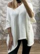Super Oversized Knitted Ve Sweater/White
