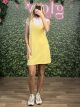 Viscose Overalls Simple Μini Dress/Yellow