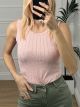 Rhinestone Ribbed Top/Pink