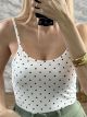 Elastic Thin Straps Top-5236/White Polka Dot