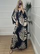 Maxi Satin Leaves Dress/Black