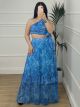 One Shoulder Skirt Set/Blue