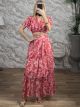 SilverThread Ruffled Crop&Skirt Set-6389/Pink