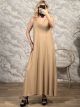 Rip Elastic Maxi Dress-2775/Beige
