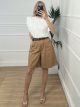 Cotton Long Belt Shorts/Camel