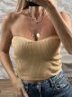 Knitted Strapless Top/Beige
