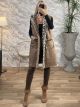 Suede Leopard Sleeveless Coat/Camel