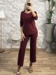 Ankle Knitted Set/Burgundy