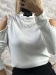 Knitted Top Pearls Shoulders/White