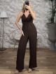 Open Back Tie Jumpsuit/Chocolat