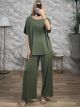 Wide Plus Size Elastic Set-5659/Khaki