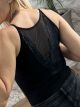 LaceBack Ribbed Top-626/Black