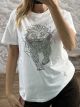 Strassed Lion T-Shirt-58/White Silver Strass