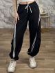 Diagonal Stripe Pants-0600/Black