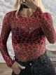 Leopard C-Through Bodysuit-35362/Red