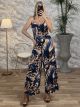 Elastic Jumpsuit-2897/Blue
