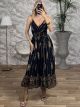 Viscose Gold Print Boho Dress-2539/Black