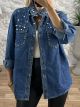 Denim  Pearls & Strass Shirt-8506/Blue