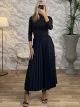 Oversized Pleated Skirt/Dark Blue