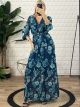Maxi Muslin Floral Dress/Petrol