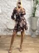 Mini Muslin Floral Dress-3108/Chocolat