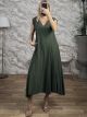 Viscose Ve Sleeveless Maxi Dress/Khaki