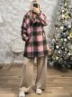 Soft Plaid Hood Coat/Choco-Pink