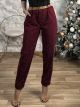 Strass Belt Pants-3196/Burgundy