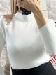 Knitted Strass Shoulder Top/White