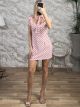Polka Dot BowNeck Mini Dress/Pink