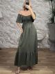 WaspNest Top Ruffled Maxi Dress-3679/Khaki