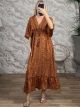 Silk GoldPrint Maxi Dress-2628/N10