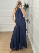 Open Back High Neck Jumpsuit/Dark Blue