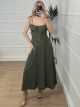 Midi Dress Buttons-Mono/Khaki