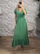 Viscose ShortSleeve Maxi Dress-25385/Green