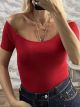 OpenShoulders Knitted Top-0977/Red