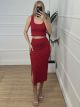 Ribbed Skirt + Free Top/Red