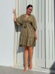 Viscose Mini Dress-2533/Khaki