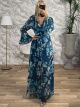 Maxi GoldenThread Buttons Dress/Petrol