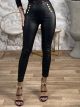Leather Leggings Golden Buttons-244/Black